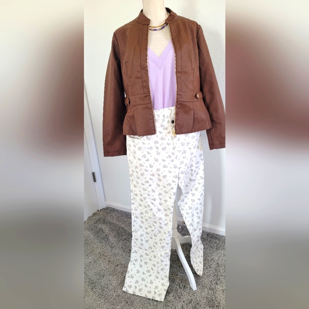 H&M Purple Flowered Jeans size 12